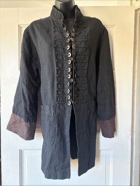 Peacock Ways Military-Style Long Jacket